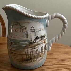 Seaside Marina Coastal Pitcher - Blue and White
